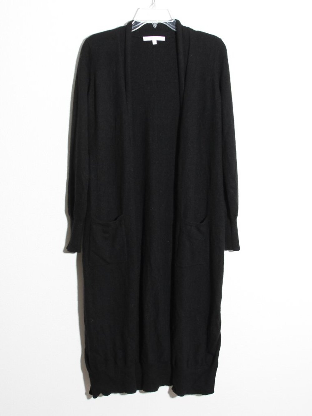 The Cashmere Project 100% Cashmere Longline Cardigan Duster Black Open Front Med